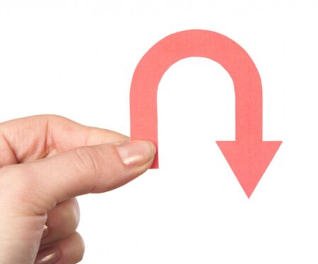 arrow pointing downの写真素材