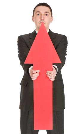 holding red arrowの写真素材