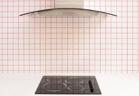 kitchen stove with small ceramic tileの写真素材