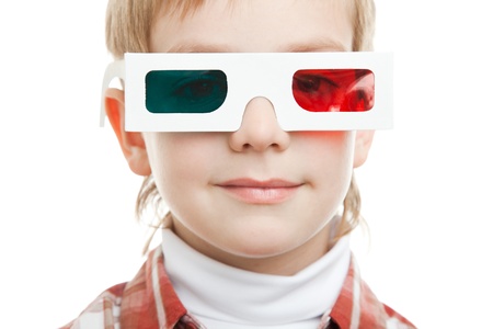 boy portrait in 3d glassesの写真素材