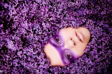 beauty lilac girl portraitの写真素材