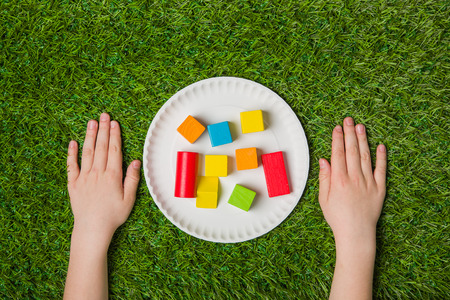 Ready to construct from color wooden blocksの写真素材