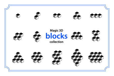blocks 3d set collectionのイラスト素材