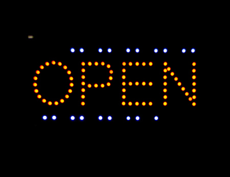 Open glowing sign