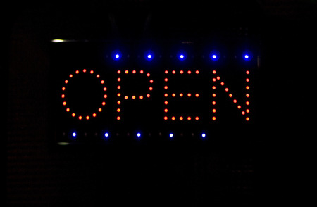 Open glowing sign