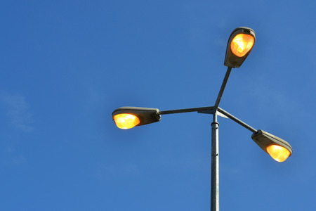 Triple street light poleの写真素材