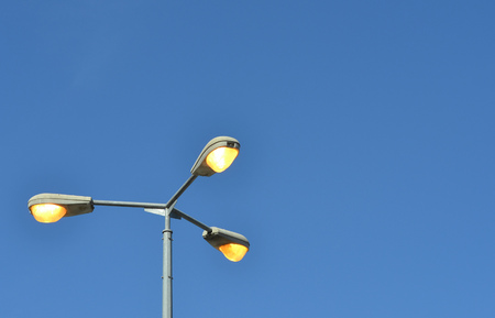 Triple street light poleの写真素材
