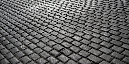 black vintage cobblestone pavementの写真素材