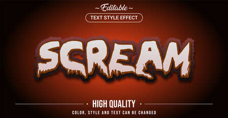Editable text style effect - Scream theme style. Graphic design element.のイラスト素材