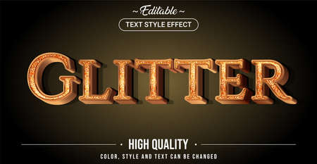 Editable text style effect - Glitter theme style. Graphic design element.のイラスト素材