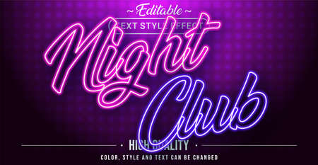 Editable text style effect - Night Club theme style. Graphic design element.のイラスト素材