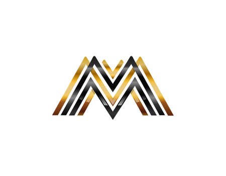 Luxury letter M gold and black symbol design. Graphic design element.のイラスト素材