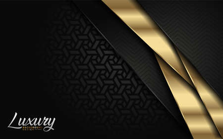 Luxury dark black background with modern golden lines element. Graphic design element.のイラスト素材