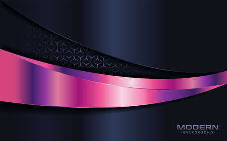 Modern navy background with colorful purple lines element. Graphic design element.のイラスト素材