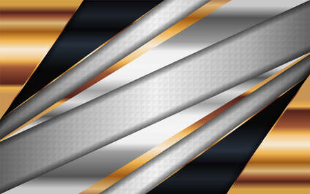 Luxury shinny silver background combine with golden lines element. Graphic design element.のイラスト素材