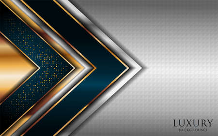 Luxury shinny silver background combine with golden lines element. Graphic design element.のイラスト素材