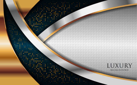 Luxury shinny silver background combine with golden lines element. Graphic design element.のイラスト素材