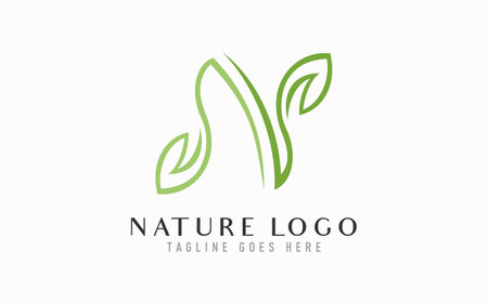 Initial Letter N Logo Design. Letter N Formed From Abstract Leaf Design, Usable For Business, Industrial, Services Company. Flat Vector Logo Design. Graphic Design Element.のイラスト素材