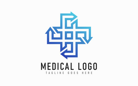 Abstract Blue Arrow Medical Logo Designのイラスト素材