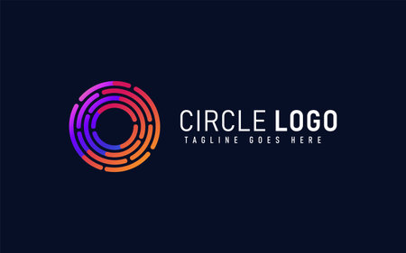 Abstract Circular Purple and Orange Gradient Color Combination Logo Design. Usable For Business, Community, Industrial, Foundation, Security, Tech, Services Company. Vector Logo Design Illustration. Graphic Design Element.のイラスト素材