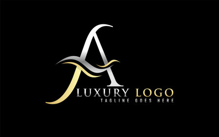 luxury Initial Letter A with Gold and Silver Combination Logo Design. Usable For Business, Community, Industrial, Foundation, Services Company. Vector Logo Design Illustration. Graphic Design Element.のイラスト素材