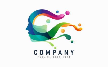 Abstract People Head with Colorful Liquid Concept Logo Design. Creative Logo Design. Graphic Design Element.のイラスト素材
