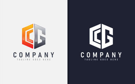 Abstract C and G Geometric Modern Logo Design. Usable For Business, Community, Foundation, Tech, Services Company. Vector Logo Design Illustration. Graphic Design Element.のイラスト素材