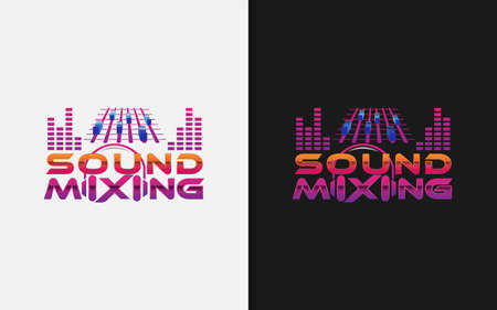 Sound Mixing Audio Logo Design. Usable For Business, Community, Event, Tech, Services Company. Vector Logo Design Illustration. Graphic Design Element.のイラスト素材