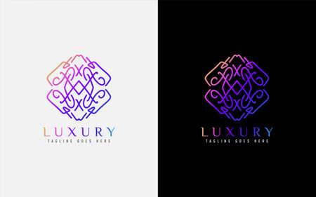 Luxury Logo Design. Elegant Symbol with Geometric Modern Lines Combination. Usable For Business, Community, Foundation, Services, Company. Vector Logo Design Illustration. Graphic Design Elementのイラスト素材
