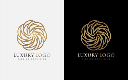 Luxury Gold Circle Logo Design. Usable for Business and Brand Company. Vector Logo Illustration. Graphic Design Element.のイラスト素材