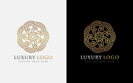 Luxury Gold Circle Logo Design. Usable for Business and Brand Company. Vector Logo Illustration. Graphic Design Element.のイラスト素材