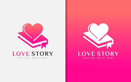 Love Story Logo Design. Abstract Diary Combined with Love Symbol. Vector Logo Illustration. Graphic Design Element.のイラスト素材