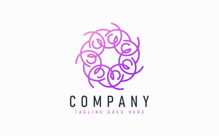 Abstract Modern Logo Design Based From Circular Round Lines. Geometric Colorful Lines Symbol. Usable For Business, Community, Foundation, Services, Tech, Company. Vector Logo Design Illustration. Graphic Design Element.のイラスト素材