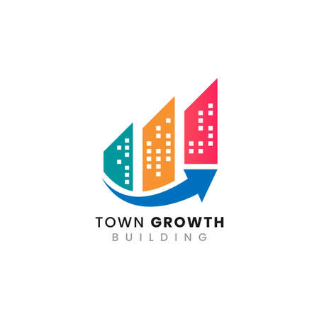 Abstract Colorful Town Growth Logo Design. Architecture and Building Logo Design. Graphic Design Element.のイラスト素材