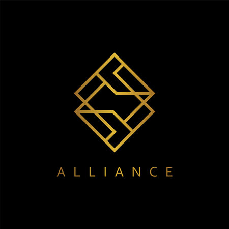 Abstract Modern Logo With Geometric Golden Lines Concept Combination. Vector Logo Illustration. Graphic Design Element.のイラスト素材