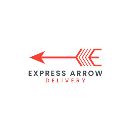 Abstract Initial Letter E with Arrow Concept Combination Logo Design. Usable For Business Brand, Tech and Delivery Company. Vector Logo Illustration. Graphic Design Element.のイラスト素材