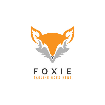 Abstract Fox Head Logo Design with Simple Minimalist Concept Illustration. Graphic Design Element.のイラスト素材