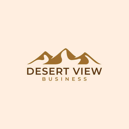 Abstract Brown Desert Mountain Logo Design. Simple Minimalist Vector Logo Illustration. Graphic Design Element.のイラスト素材