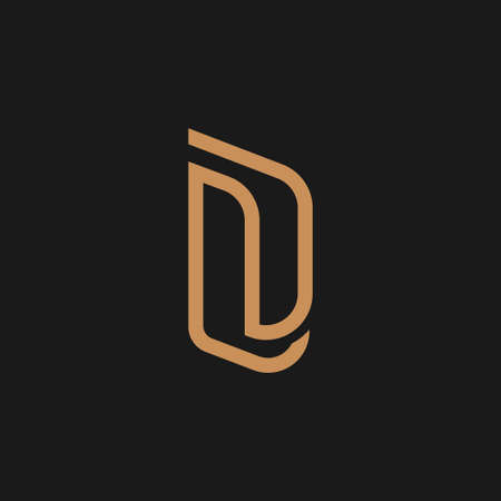 Abstract Initial Letter N and D Combination with Elegant Gold Lines Concept Logo Design. Graphic Design Element.のイラスト素材