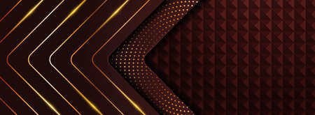 Abstract Red Geometric and Golden Lines Combination Background Design. Graphic Design Element.