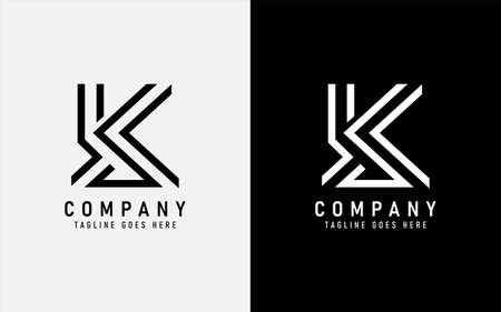 Abstract Initial Letter K with Geometric Lines Combination. Graphic Design Element.のイラスト素材