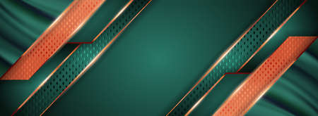 Abstract Green Futuristic Combined with Golden Lines Element Background Design. Graphic Design Element.のイラスト素材