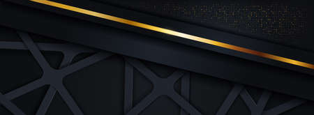 Abstract Dark Background with Geometric Shape and Golden Lines Element. Graphic Design Element.のイラスト素材