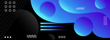 Abstract Black Background with Dynamic Blue Liquid and Circle Combination. Graphic Design Element.のイラスト素材