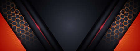 Modern Tech Dark Background with Orange Shape Element Combination. Graphic Design Element.