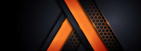 Modern Tech Dark Background with Orange Shape Element Combination. Graphic Design Element.のイラスト素材