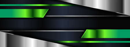 Tech Futuristic Navy Background with Silver and Green Element Combination Concept. Graphic Design Elementのイラスト素材