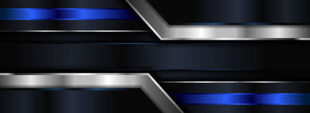 Tech Futuristic Navy Background with Silver and Blue Element Combination Concept. Graphic Design Elementのイラスト素材