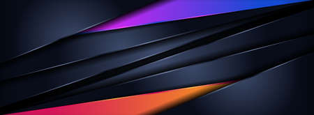 Modern Futuristic Dark Navy Background Combined with Abstract Orange and Purple Lines Element. Graphic Design Element.のイラスト素材