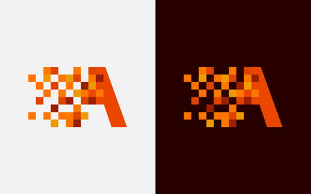 Abstract Digital Letter A Logo Design. Graphic Design Element.のイラスト素材